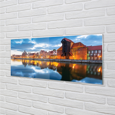 Slika na akrilnem steklu Gdansk reka stavbe