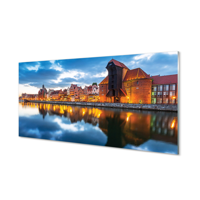 Slika na akrilnem steklu Gdansk reka stavbe