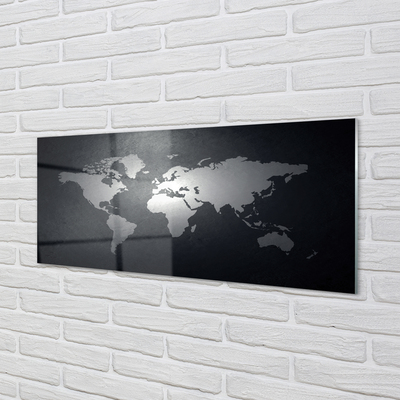 Slika na akrilnem steklu Črno ozadje bela zemljevid