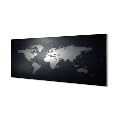 Slika na akrilnem steklu Črno ozadje bela zemljevid