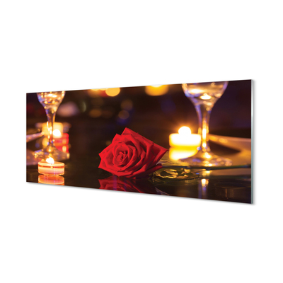 Slika na akrilnem steklu Rose sveče očala