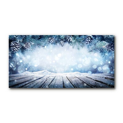 Slika na akrilnem steklu Zimska snežna božična drevesa
