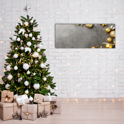 Slika na akrilnem steklu Zlati božični božični kroglice