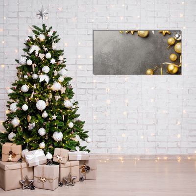 Slika na akrilnem steklu Zlati božični božični kroglice