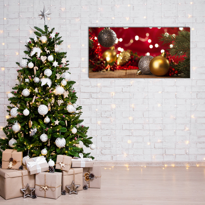 Slika na akrilnem steklu Božično drevo. Okraski za počitnice Baubles