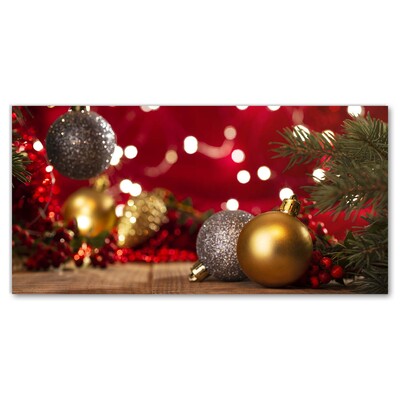 Slika na akrilnem steklu Božično drevo. Okraski za počitnice Baubles
