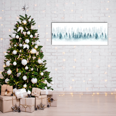 Slika na akrilnem steklu Gozd božični drevo sneg
