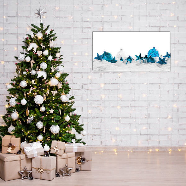 Slika na akrilnem steklu Božič Baubles okraski sneg