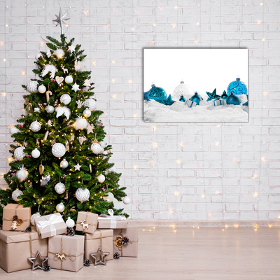 Slika na akrilnem steklu Božič Baubles okraski sneg