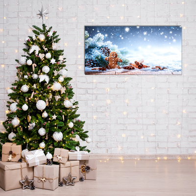 Slika na akrilnem steklu Božič Gingerbread Snow Božično drevo