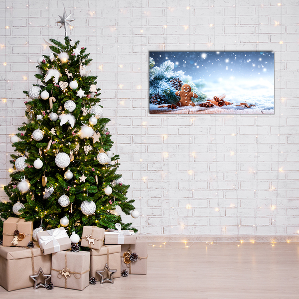 Slika na akrilnem steklu Božič Gingerbread Snow Božično drevo