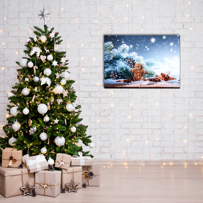 Slika na akrilnem steklu Božič Gingerbread Snow Božično drevo