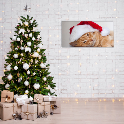 Slika na akrilnem steklu Cat Cap Santa Claus