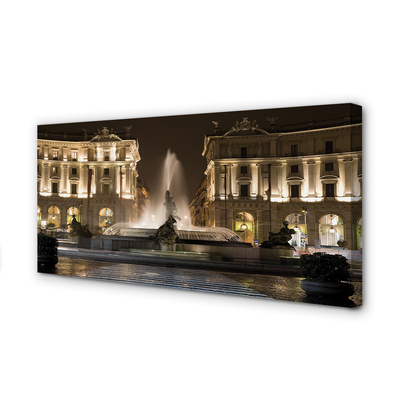Slika na platnu Rim fountain trg ponoči