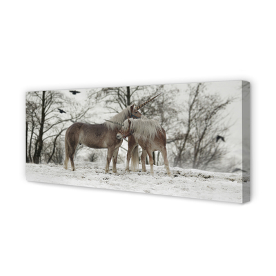 Slika na platnu Zimske gozdne samorogi