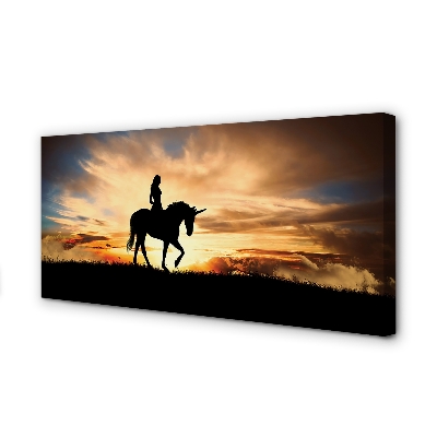Slika na platnu Ženska na unicorn sončnem zahodu