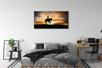 Slika na platnu Ženska na unicorn sončnem zahodu