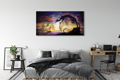 Slika na platnu Dragon čolni oblaki morje