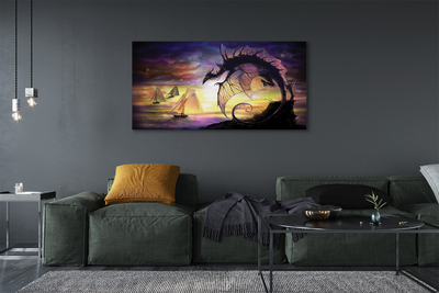 Slika na platnu Dragon čolni oblaki morje