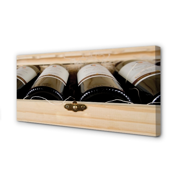 Slika na platnu Steklenice vina v škatli