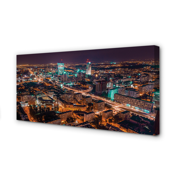 Slika na platnu Varšava mesto noč panorama