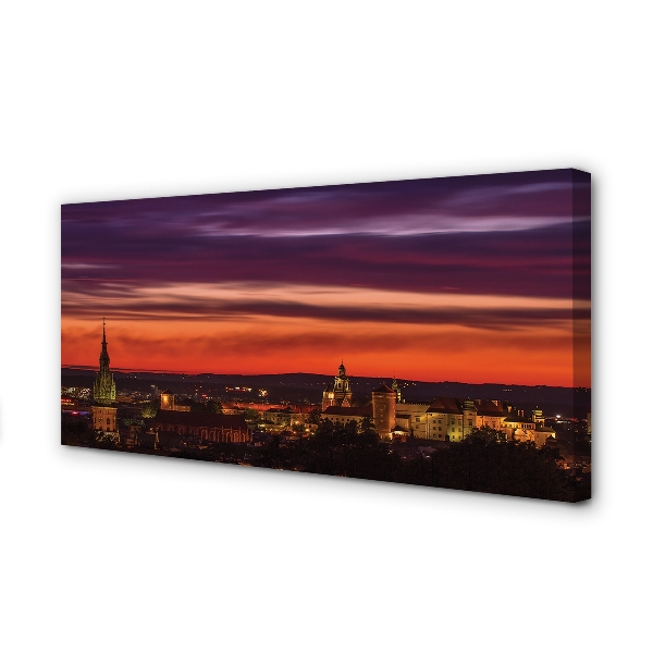 Slika na platnu Krakov nočna panorama