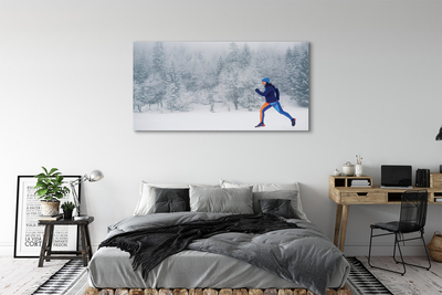 Slika na platnu Forest zimski sneg človek
