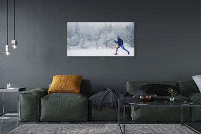Slika na platnu Forest zimski sneg človek