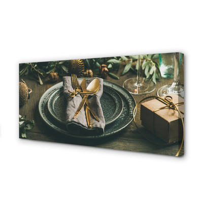 Slika na platnu Plate jedilni pribor baubles darila