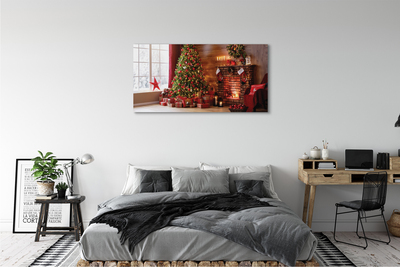 Slika na platnu Božično drevo dekoracijo darila kamin