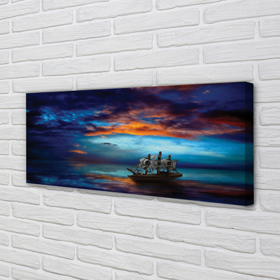 Slika na platnu Večerni oblaki morje ladja