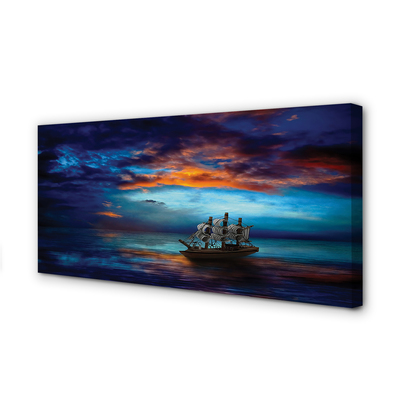 Slika na platnu Večerni oblaki morje ladja