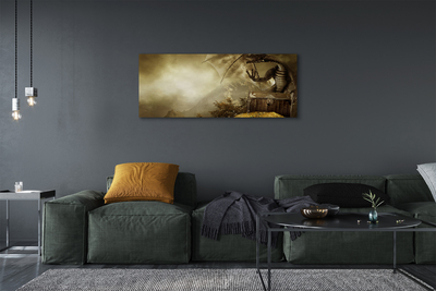 Slika na platnu Dragon gorskih oblaki zlato