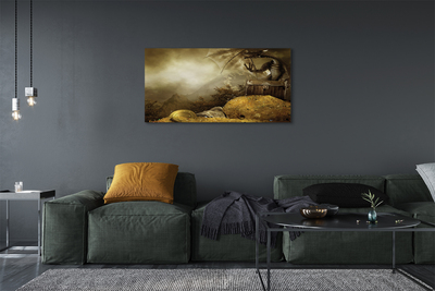 Slika na platnu Dragon gorskih oblaki zlato