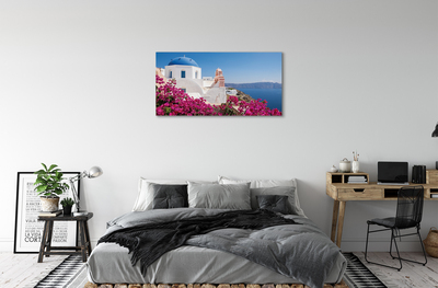 Slika na platnu Grčija flowers morske stavbe