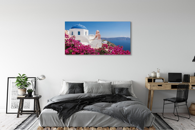 Slika na platnu Grčija flowers morske stavbe