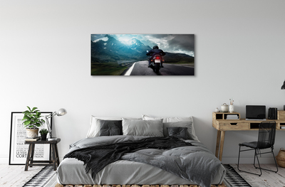 Slika na platnu Motorcycle gorska cesta človek nebo