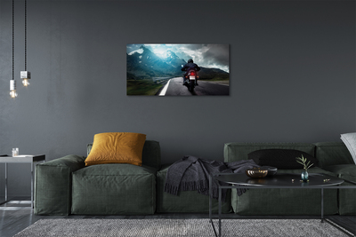 Slika na platnu Motorcycle gorska cesta človek nebo