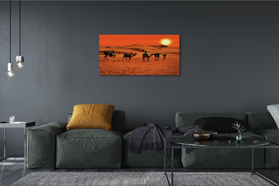 Slika na platnu Kamele ljudje puščavsko sonce nebo