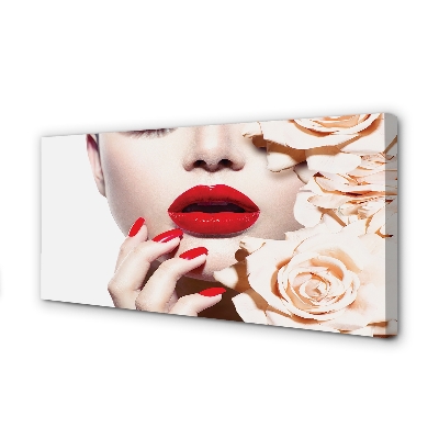 Slika na platnu Vrtnice rdeče ustnice ženska