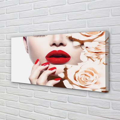 Slika na platnu Vrtnice rdeče ustnice ženska