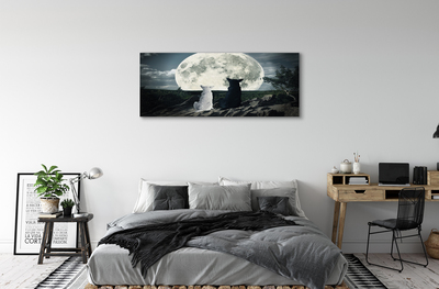Slika na platnu Volkovi luna gozd