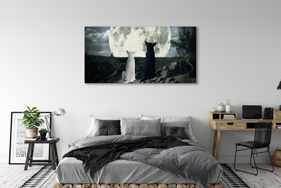 Slika na platnu Volkovi luna gozd