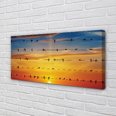 Slika na platnu Ptice na vrvi sončnem zahodu