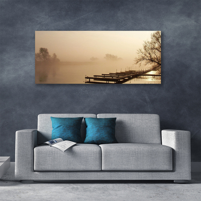 Slika na platnu Bridge vode megla landscape