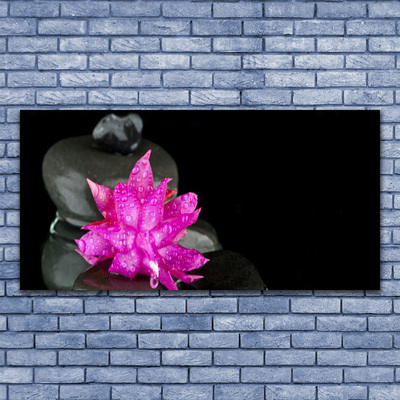Slika na platnu Flower črna stones