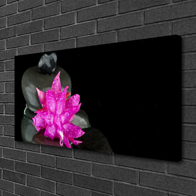 Slika na platnu Flower črna stones