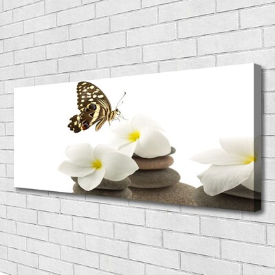 Slika na platnu Butterfly flower rastlin stones