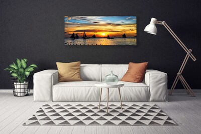 Slika na platnu Morski čolni sun landscape
