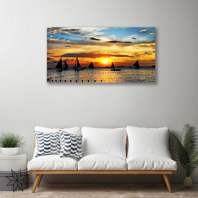Slika na platnu Morski čolni sun landscape